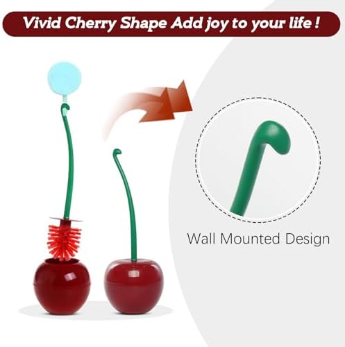 ADNIKIA Red Cherry Toilet Brush with Holder
