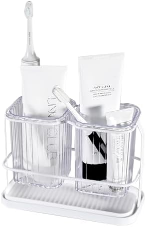 KONE Clear Toothbrush Holders for Bathroom with 2 Cups