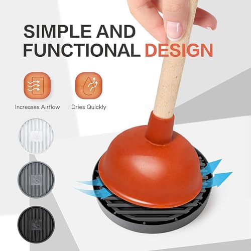 Plunger Tray with Ventilation for Toilet Plunger Drying and Storage