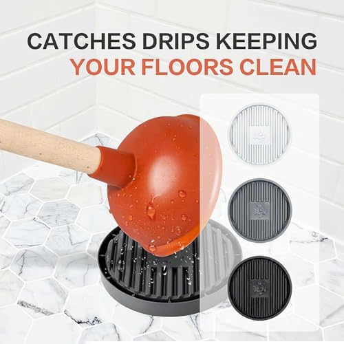 Plunger Tray with Ventilation for Toilet Plunger Drying and Storage
