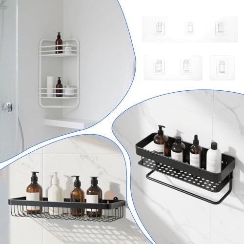 14 Pcs Clear Shower Shelf Adhesive Hooks for Bath and Kitchen