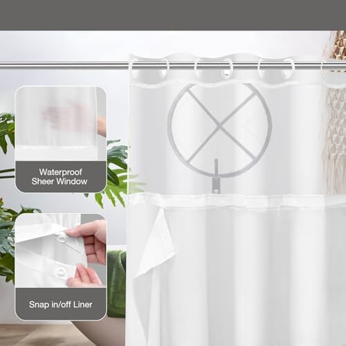 DASHAN Gold Boho Shower Curtain Set 71x74 with Snap Liner