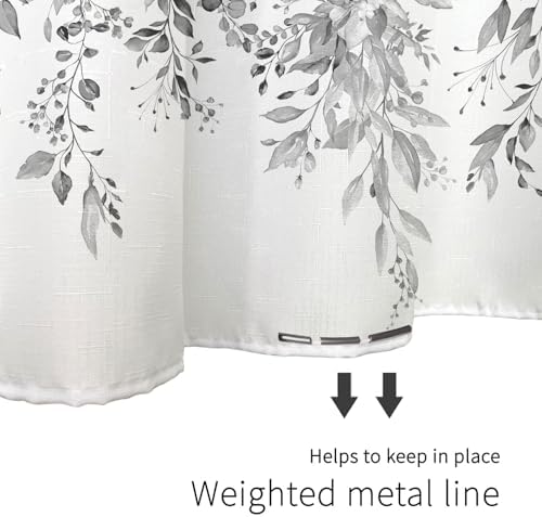 Tititex Grey Leaves Faux Linen Shower Curtain Set 72x72 with Hooks 1