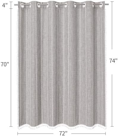 MitoVilla Boho Farmhouse Shower Curtain Set Grey Taupe 72x74