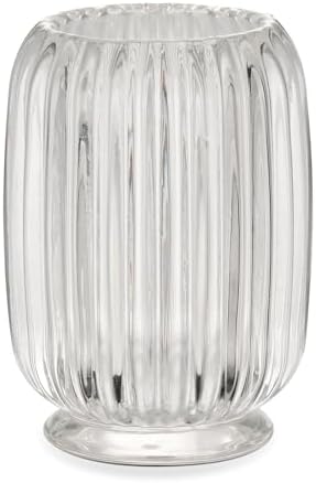 VanEnjoy Clear Glass Toothbrush Holder with Stripe Design