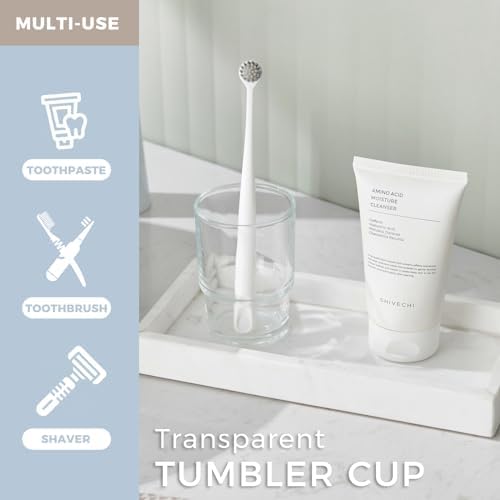 Aomasi Bathroom Glass Cup Toothbrush and Toothpaste Holder Mouthwash Tumbler