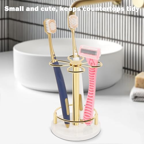 HarJue Gold Toothbrush Holder with Marble Base