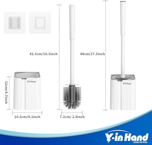 Y-in Hand Toilet Brush and Holder Set - Durable Drip-Proof Compact