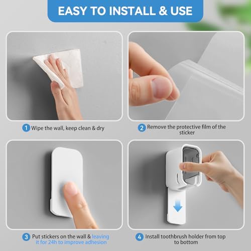 MOPMS Wall Mounted Toothbrush Holder 2PCS