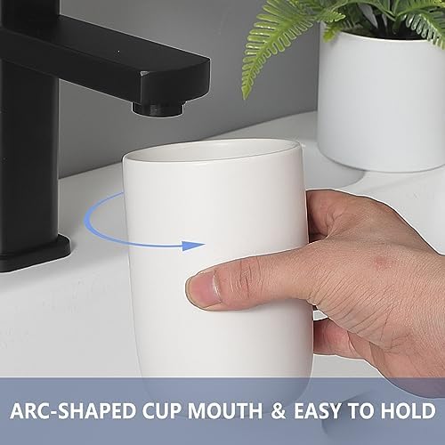 Ceramic Toothbrush Holder Set - 2Pcs White Bathroom Tumbler Cups