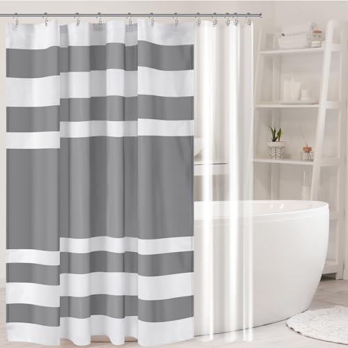 Tranqun Boho Farmhouse Shower Curtain Set with Tassel and Clear Liner