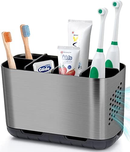 Boperzi Brushed Nickel Toothbrush Holder with Drain
