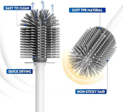 Y-in Hand Toilet Brush and Holder Set - Durable Drip-Proof Compact