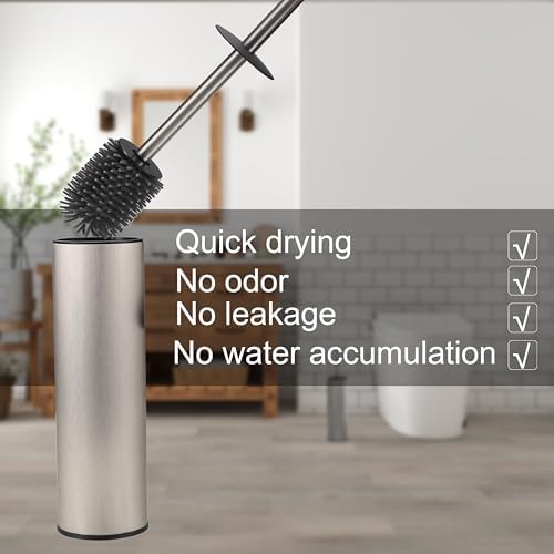 KLDKLD Toilet Brush and Holder Set Brushed Nickel