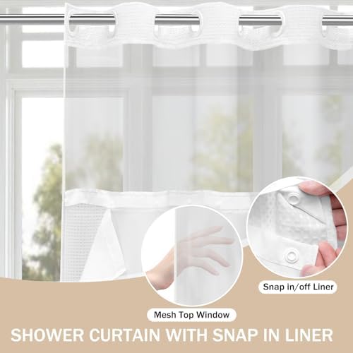 SMTHOM No Hook Shower Curtain Set 75x72
