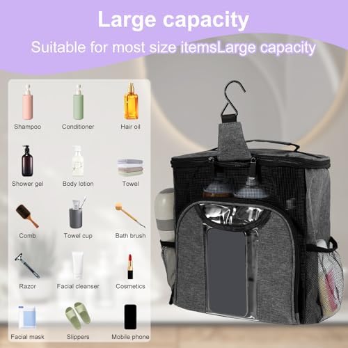 Portable Shower Caddy for Dorm Bathroom and Travel - Grey