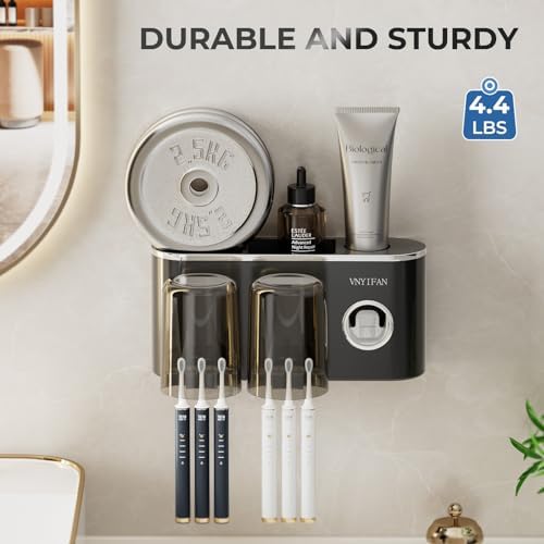 VNYIFAN 4 in 1 Toothbrush Holder Set with 6 Slots and 2 Cups