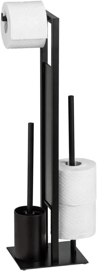 WENKO Toilet Paper Stand with Brush and Spare Holder 1