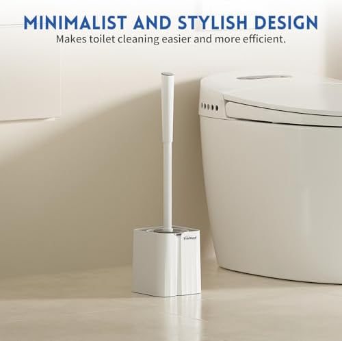 Y-in Hand Toilet Brush and Holder Set - Durable Drip-Proof Compact