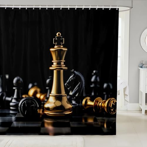 Feelyou Chess Bath Curtain Set for Kids 72x78