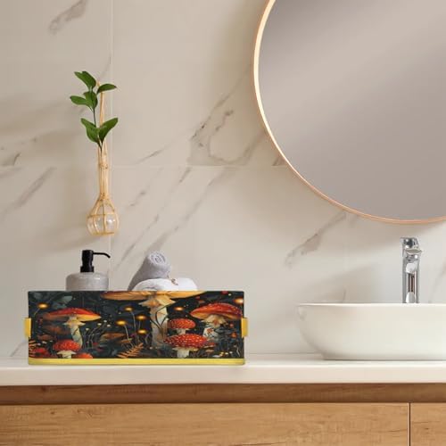 Mushroom Pattern Toilet Paper Basket with Handles 1