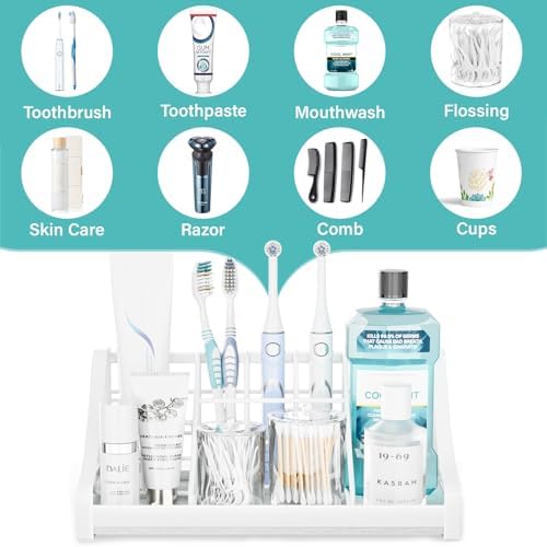 OVICAR Toothbrush Holder 7 Slots Instant Dry Bathroom Organizer