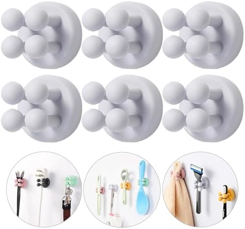 iBetterLife 6Pcs Toothbrush Holder - Silicone Wall Mounted Hook for Bathroom