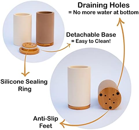 Matani Bamboo Diatomite Toothbrush Holder - Light Grey