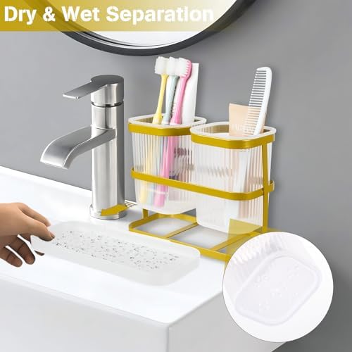 VACONICO Gold Toothbrush Holders Set for Family Bathrooms