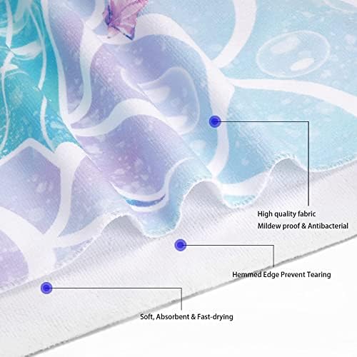 Ikfashoni 7 Piece Mermaid Bath Set with Rugs and Towels Large