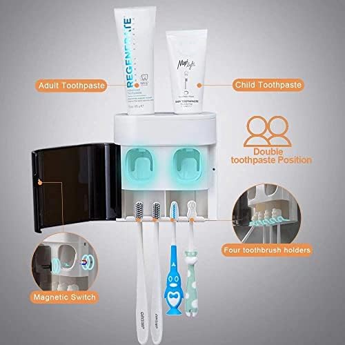 StAider Wall-Mounted Electric Toothbrush Holder with Storage and Toothpaste Squeezers