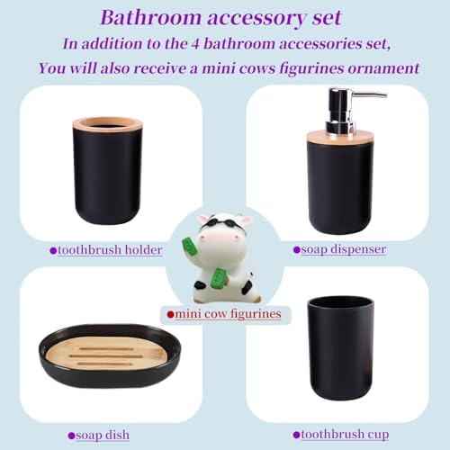 YugFmor Black Bathroom Accessories Set with Soap Dispenser and Toothbrush Holder
