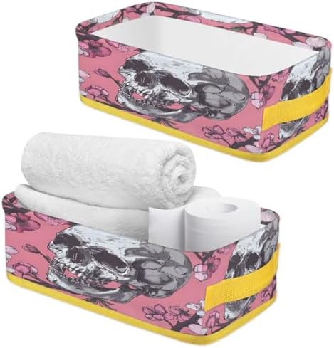 Tablerazzi Pinks Skull Toilet Paper Basket with Handle
