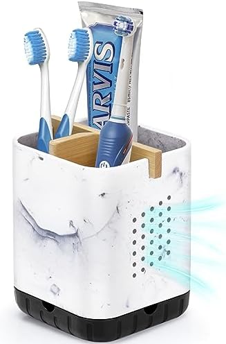 Boperzi Bamboo Toothbrush Holder with Drain and 3 Slots