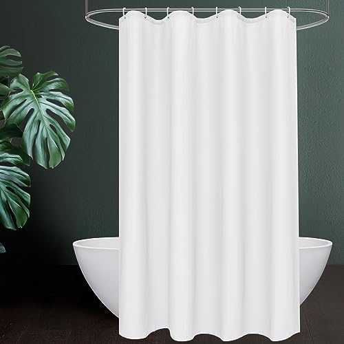 UFRIDAY 48x72 Inch White Shower Curtain with 8 Hooks