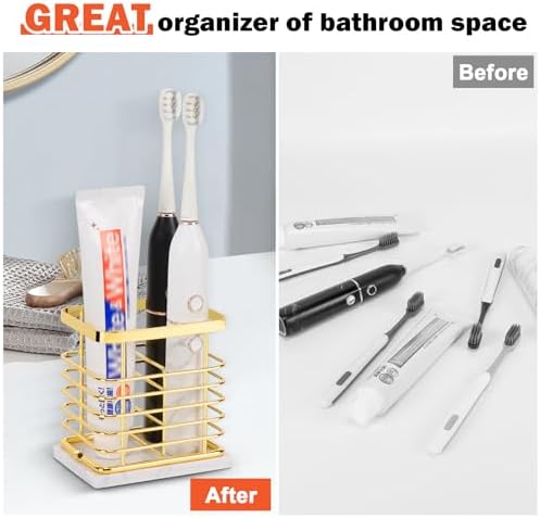 HarJue Luxury Toothbrush Holder with Marble Base