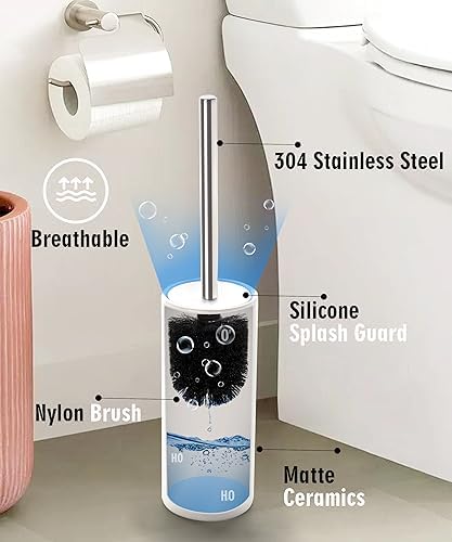 Viosuniu Matt White Ceramic Toilet Brush Set 1