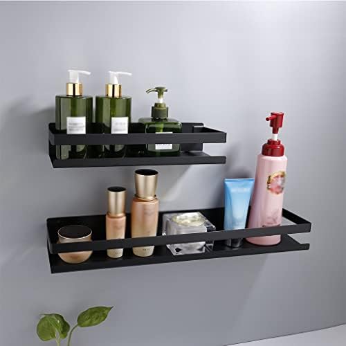 Modern Matte Black Shower Caddy with 20cm Shelves