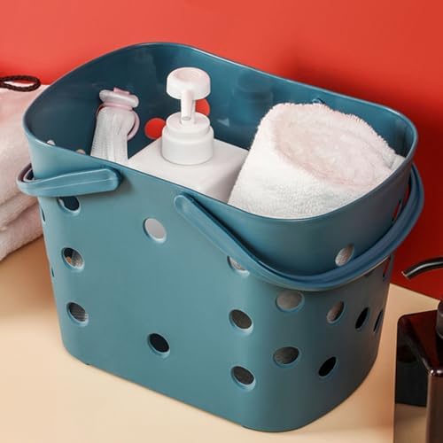 DMLENGOIN Portable Shower Basket with Handle - Blue
