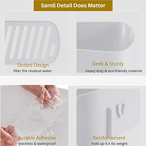 SUNFICON Adhesive Shower Caddy Wall Mounted Storage Rack Gray