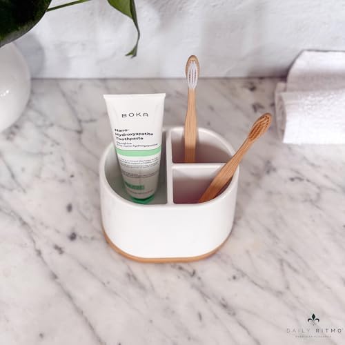 Daily Ritmo Large Toothbrush Holder with Bamboo Base