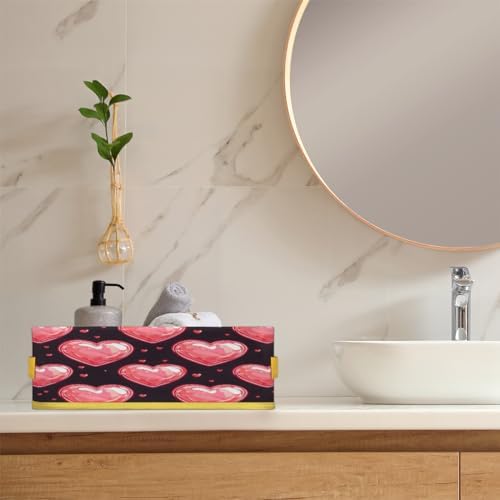 Valentines Heart Toilet Paper Storage Basket with Handle