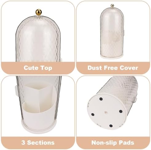 Toothbrush Holder with Sliding Lid and 360 Rotation - White