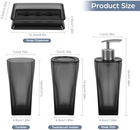4PCS Clear Black Bathroom Accessories Set 1