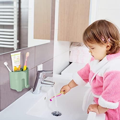 RyanLemon Elephant Toothbrush Holder for Kids with Hook and 3 Slots