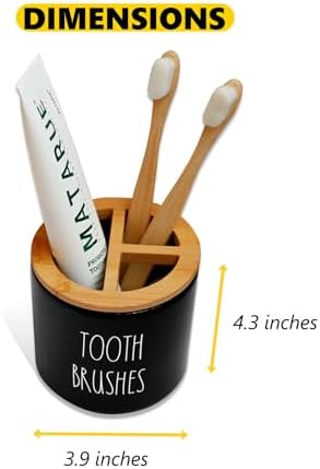 CHONIC Farmhouse Toothbrush Holder with Bamboo Lid 1
