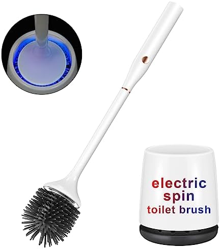 Electric Toilet Brush with Rechargeable Battery and Ventilated Holder