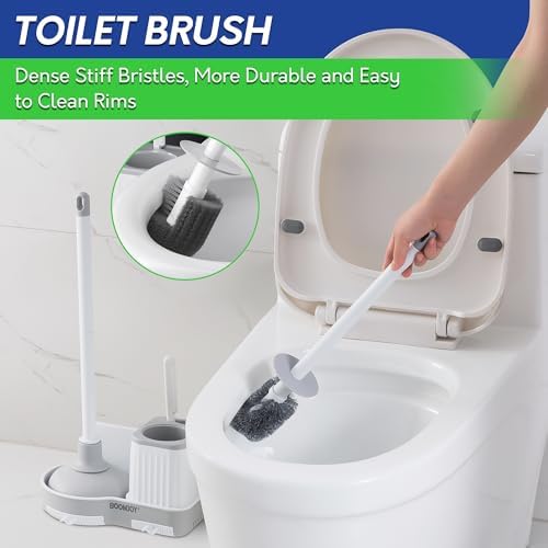 BOOMJOY Toilet Brush and Plunger Set with Hidden Holder