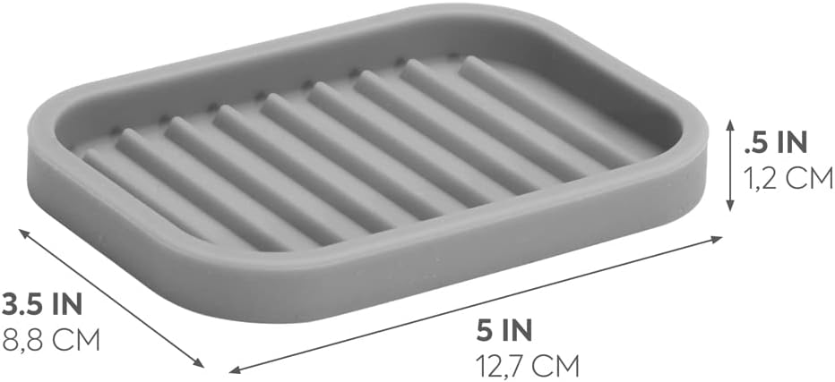 InterDesign iDesign Silicone Soap Dish Gray 5x35x5 Rectangular