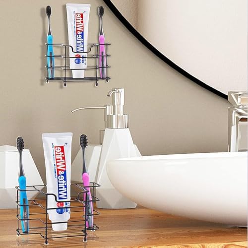 Wbbog Stainless Steel Toothbrush Holder with 3 Slots and Toothpaste Stand